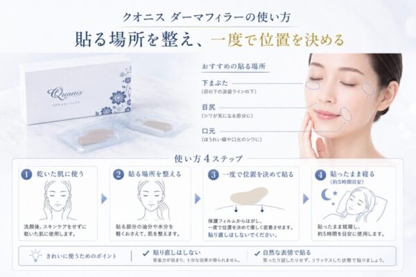 クオニス ダーマフィラーの使い方|貼る場所を整え、一度で位置を決める