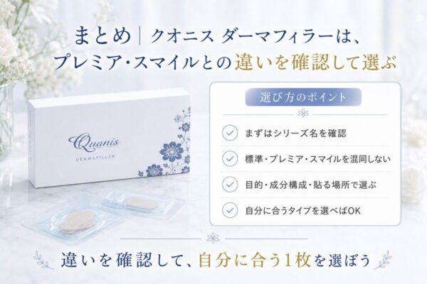 まとめ|クオニス ダーマフィラーは、プレミア・スマイルとの違いを確認して選ぶ
