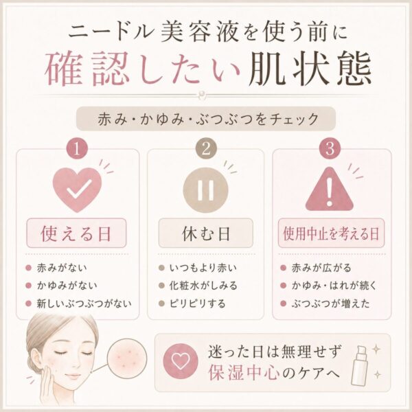 ニードル美容液を使う前に確認したい肌状態