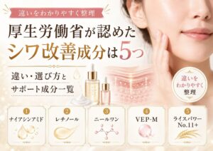 厚生労働省が認めたシワ改善成分は5つ｜違い・選び方とサポート成分一覧