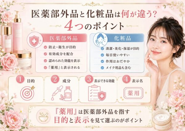 医薬部外品と化粧品は何が違う?4つのポイント