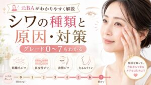 シワの種類は4つ｜原因・見分け方・対策とグレード0〜7を元BAが解説