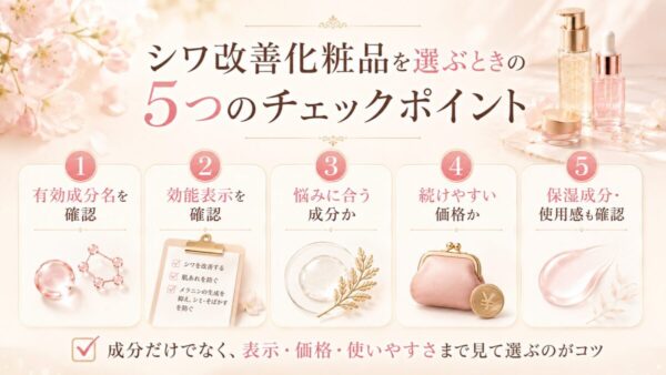 シワ改善化粧品を選ぶときの5つのチェックポイント