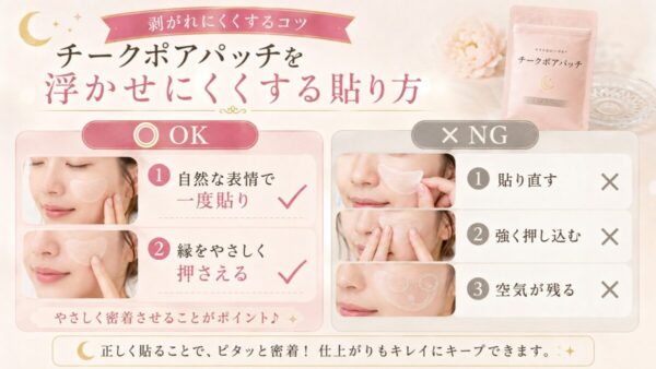 チークポアパッチを浮かせにくくする貼り方