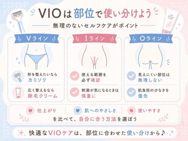 まとめ|VIOはカミソリと除毛クリームを部位で使い分けよう