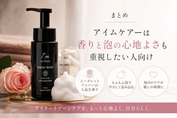 まとめ｜アイムケアーは香りと泡の心地よさも重視したい人向け