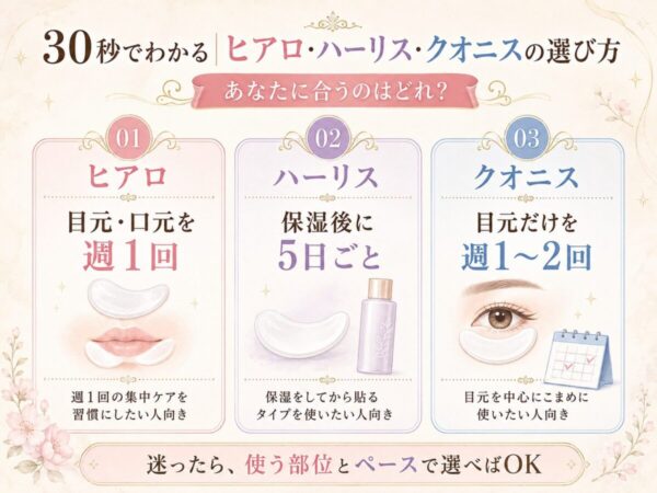 クオニスとヒアロディープパッチの選び方早見図