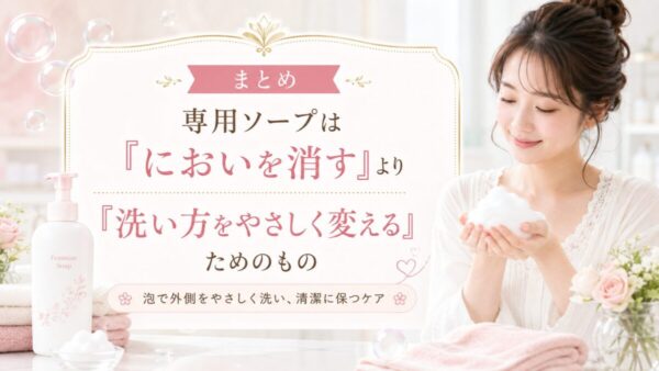 まとめ|専用ソープは「においを消す」より「洗い方をやさしく変える」ためのもの
