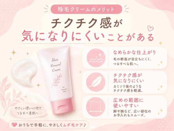 除毛クリームのメリット|チクチク感が気になりにくいことがある