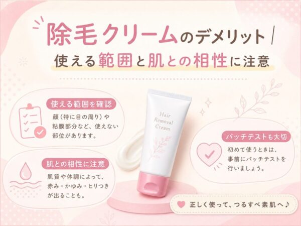 除毛クリームのデメリット|使える範囲と肌との相性に注意