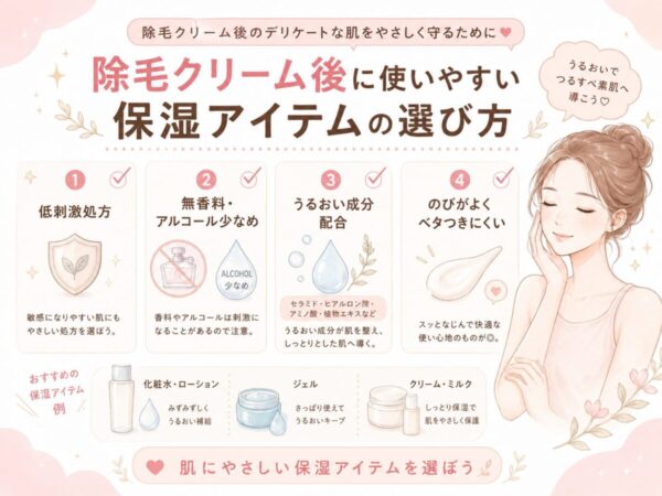 除毛クリーム後に使いやすい保湿アイテムの選び方