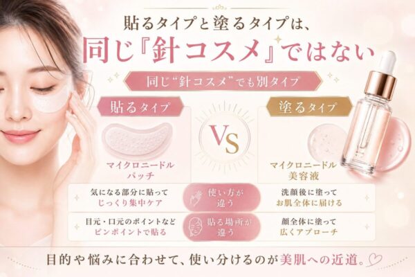 貼るタイプと塗るタイプは同じ「針コスメ」ではない