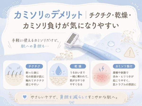 カミソリのデメリット|チクチク・乾燥・カミソリ負けが気になりやすい