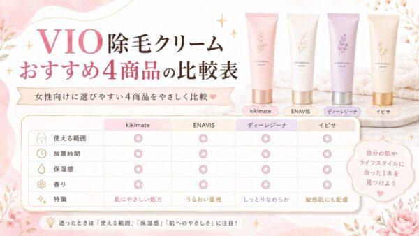 VIO除毛クリームおすすめ4商品の比較表
