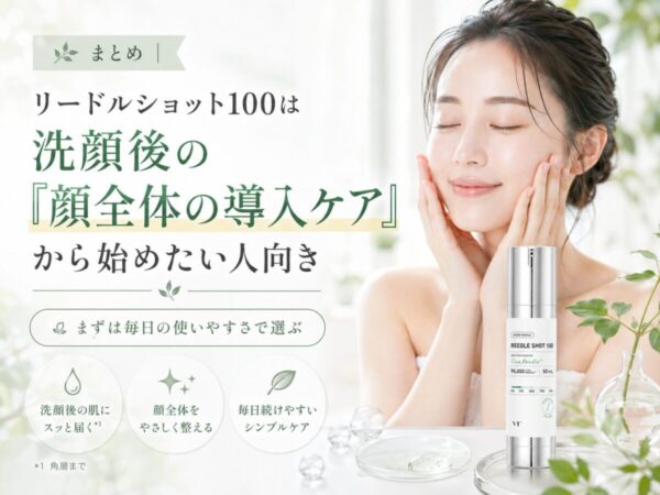 まとめ|リードルショット100は洗顔後の「顔全体の導入ケア」から始めたい人向き