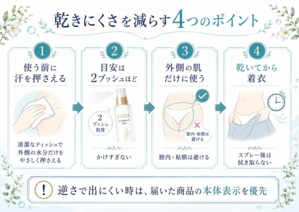 乾きにくさを減らす4つのポイント