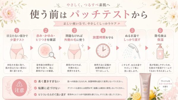 ラフドットへアリムーバーを使う前はパッチテストから