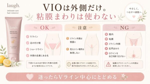 ラフドットへアリムーバー VIOは外側だけ。粘膜まわりは使わない