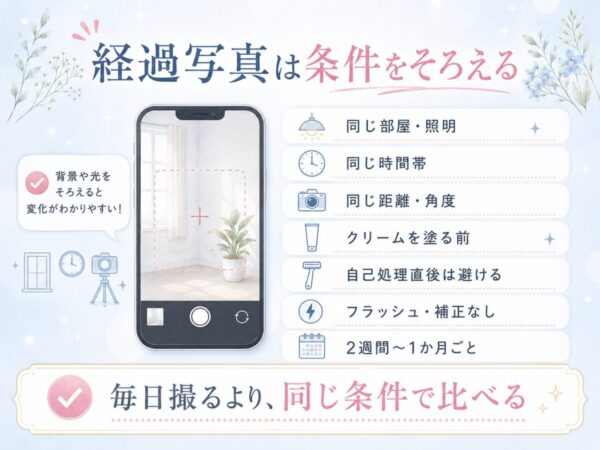 経過写真は条件をそろえる