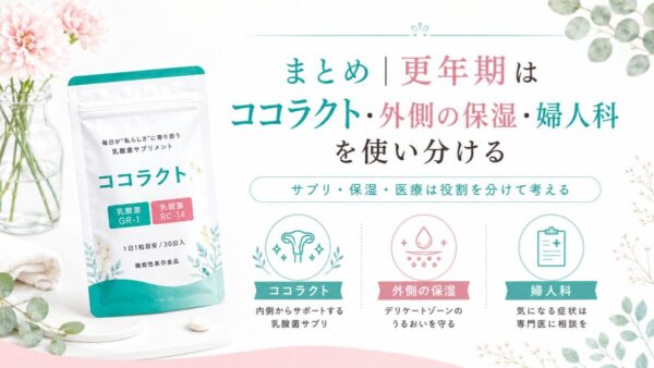 更年期はココラクト・外側の保湿・婦人科を使い分ける