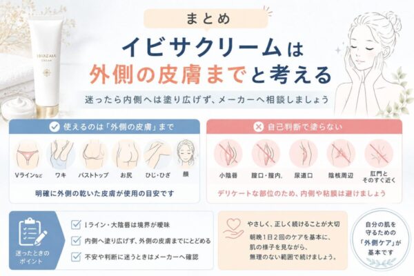 イビサクリームは外側の皮膚までと考える