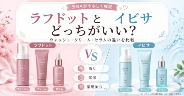 ラフドットとイビサのウォッシュ・クリーム・セラムの違いを比較