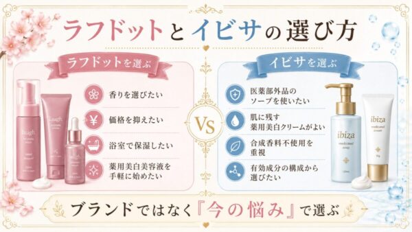 香り・価格・保湿・薬用美白から選ぶラフドットとイビサの選び方