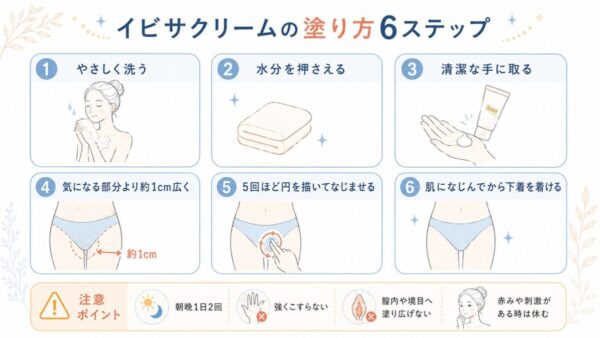 イビサクリームの塗り方6ステップ