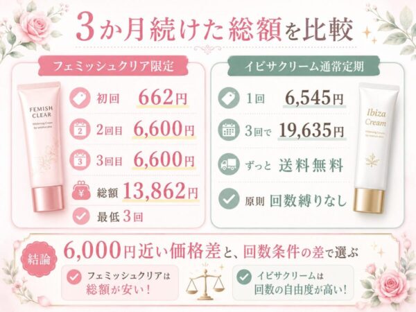 3か月続けた総額を比較