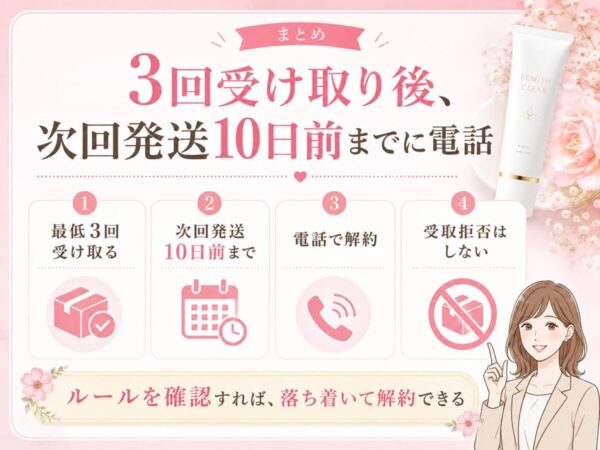 3回受け取り後、次回発送10日前までに電話する
