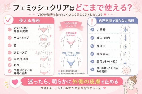 フェミッシュクリアはどこまで使える？