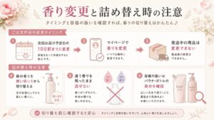 ラフドット 香り変更と詰め替え時の注意図