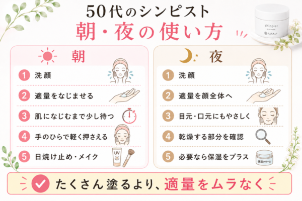 50代向けシンピストの朝と夜の使い方