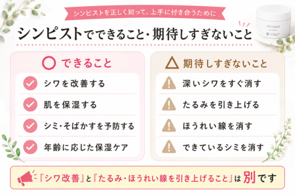 シンピストでできるシワ改善と期待しすぎないたるみやほうれい線への変化