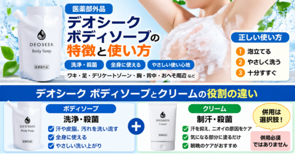デオシークボディソープの口コミと使い方のイメージ