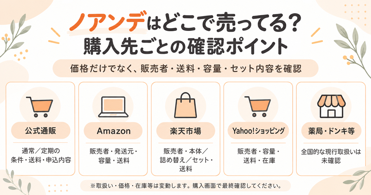 ノアンデの公式・Amazon・楽天・Yahooと実店舗の確認ポイント