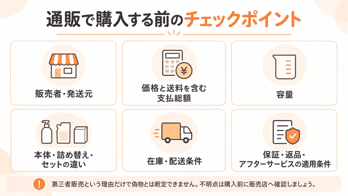 ノアンデ購入時に販売者・送料・容量・セット内容を確認するポイント